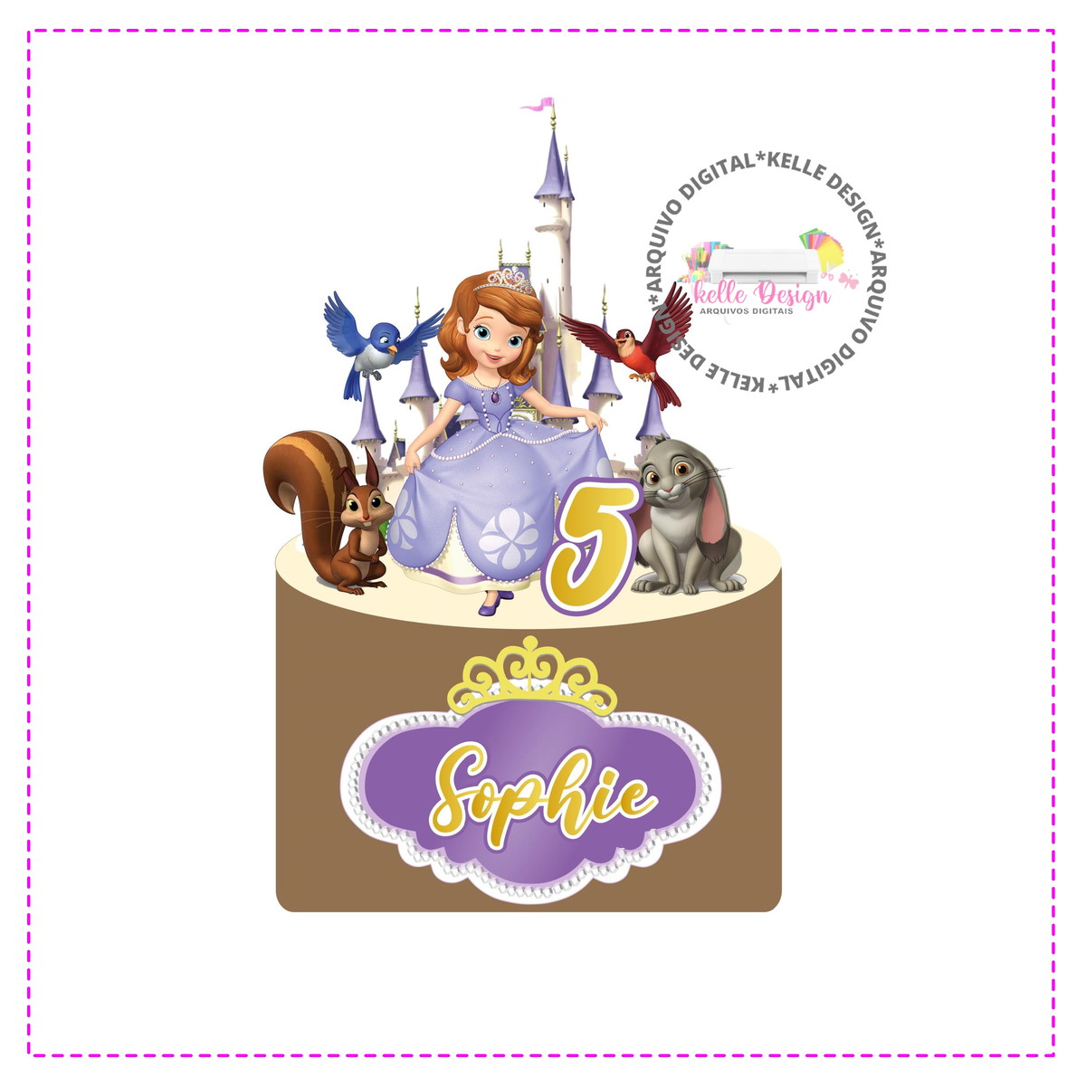 Arquivo Digital Topo de Bolo Princesa Sofia