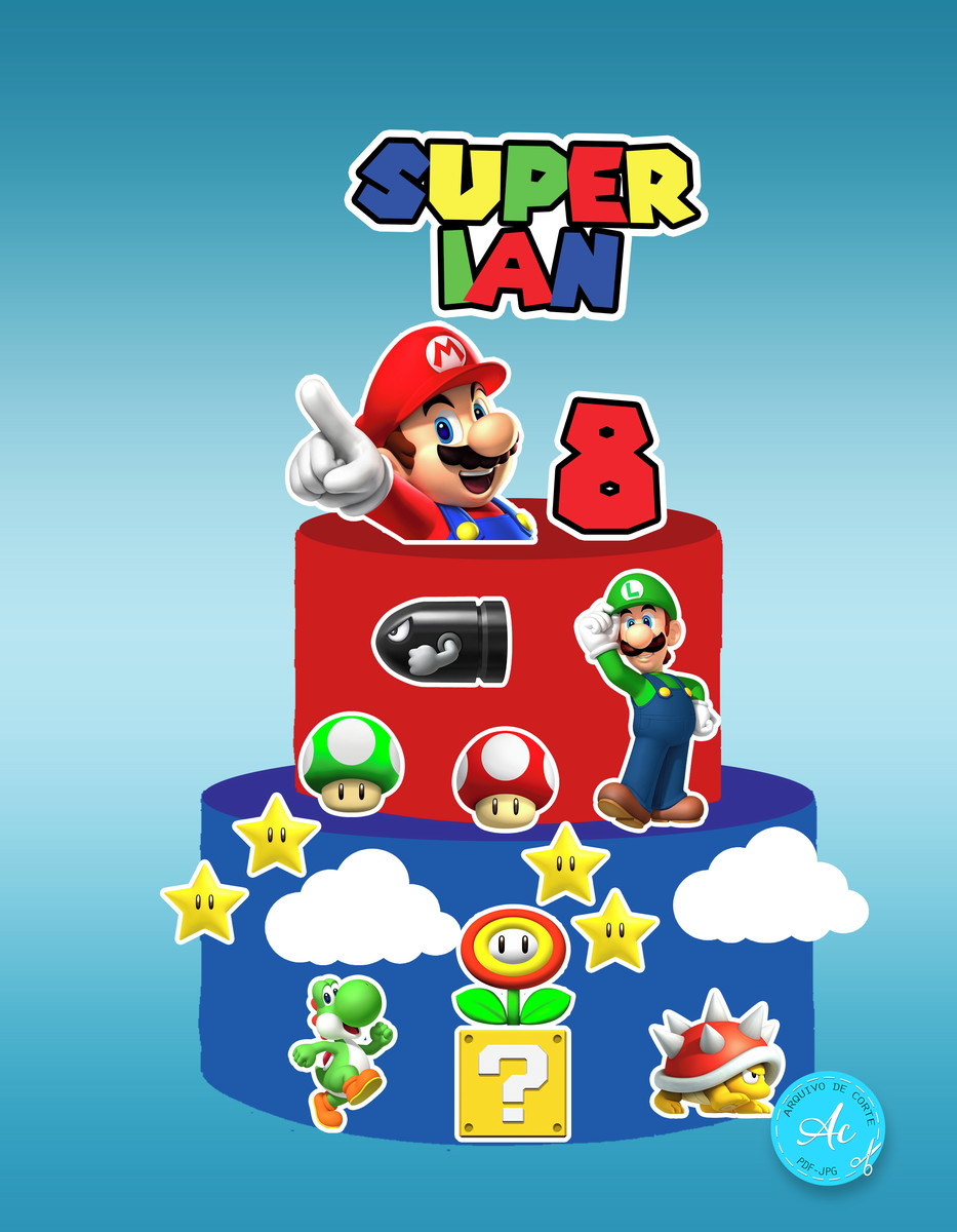 Arquivo Digital Topo de Bolo Super Mario #4 Pdf/jpg/png - Imagem 3