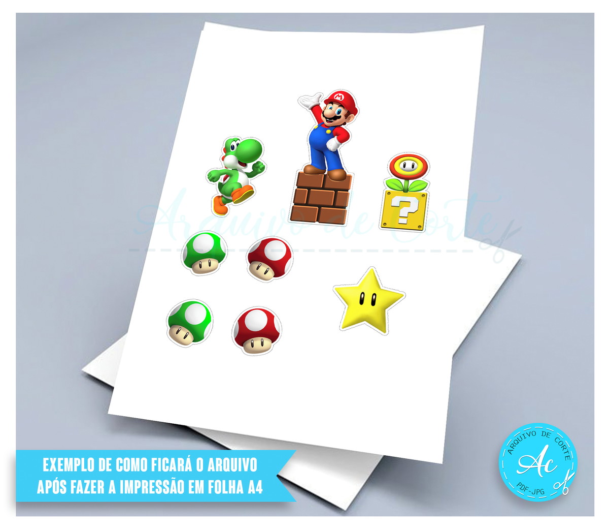 Arquivo Digital Topo de Bolo Super Mario #6 Pdf/jpg/png - Imagem 2