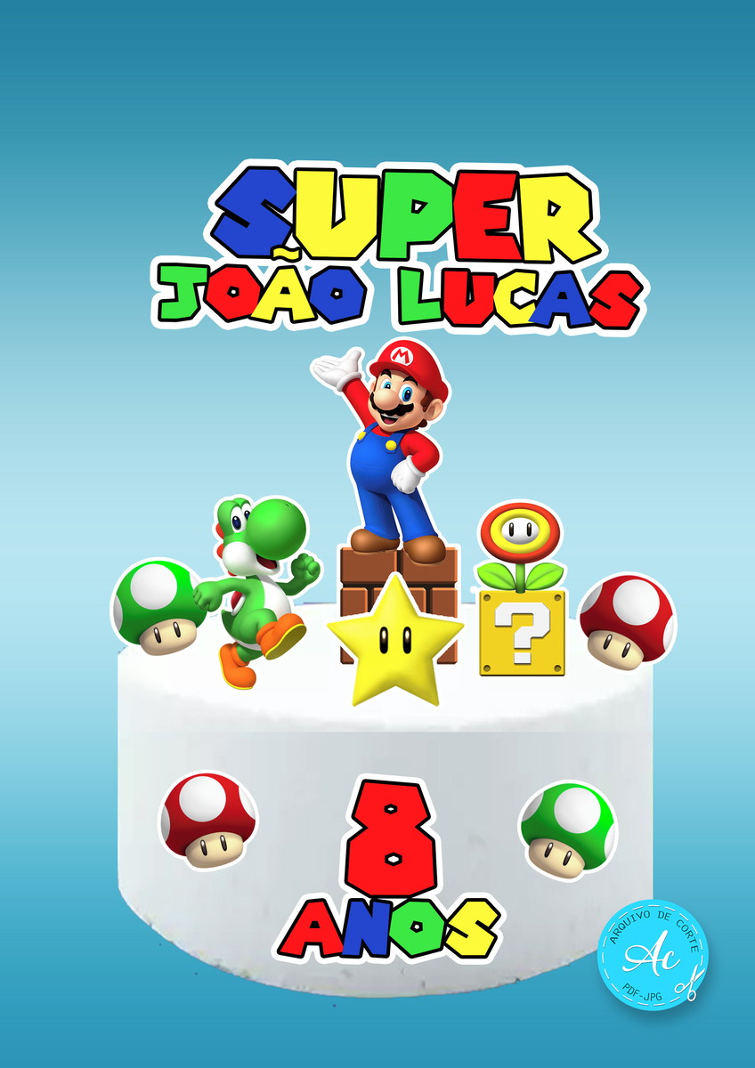 Arquivo Digital Topo de Bolo Super Mario #6 Pdf/jpg/png - Imagem 3
