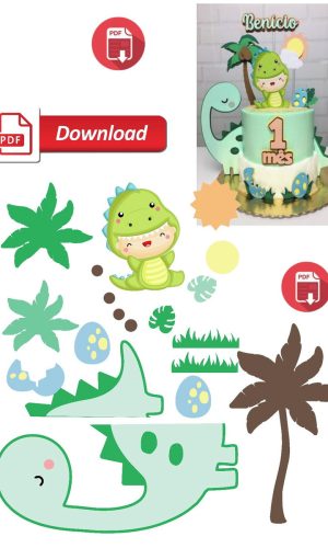 ARQUIVO TOPO DE BOLO DINOSSAURO BABY EM PDF