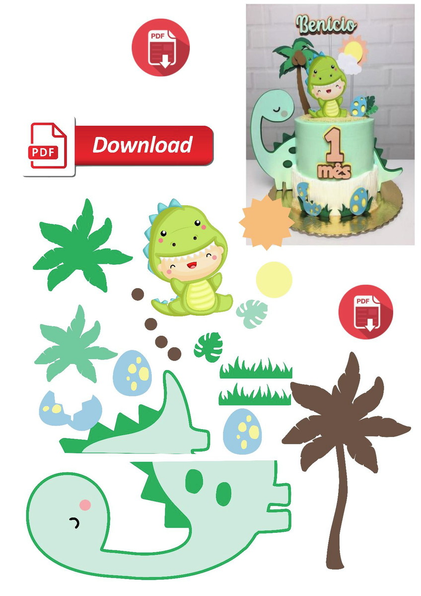 ARQUIVO TOPO DE BOLO DINOSSAURO BABY EM PDF