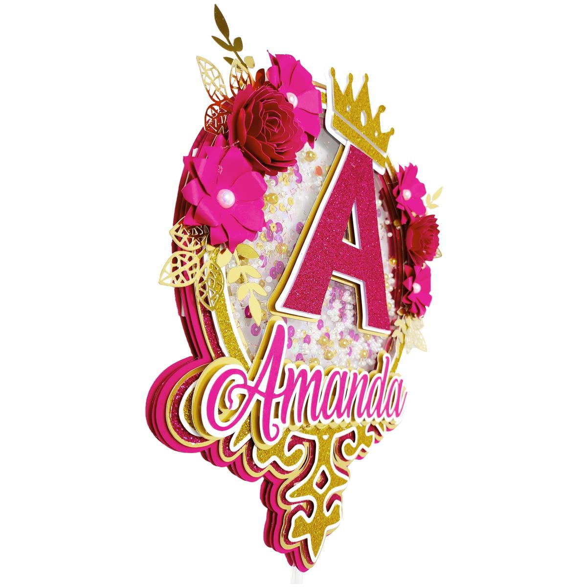 Arquivo em Svg Topo de Bolo Princesa Realeza Rosa Flores