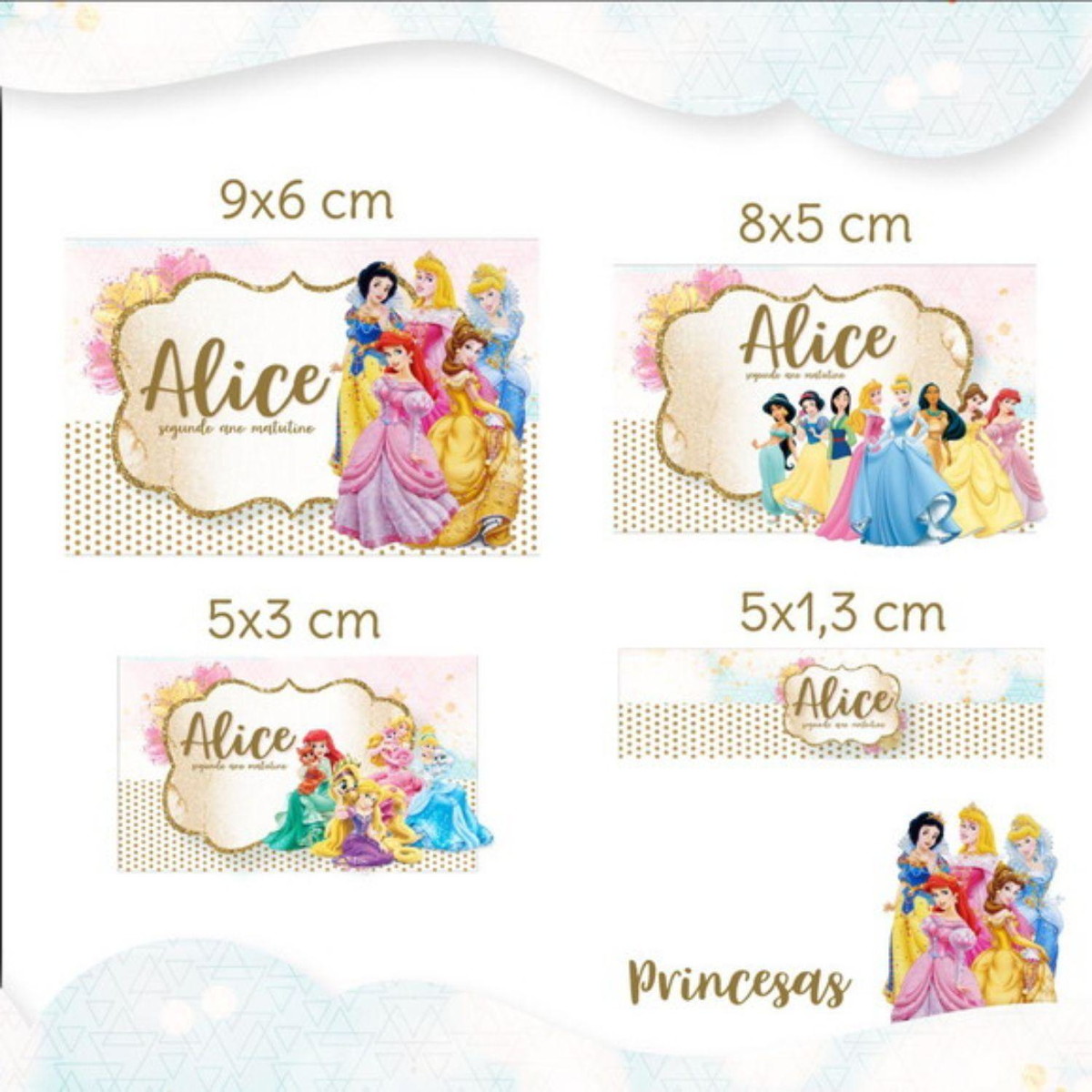 Arquivo Etiqueta Escolar Princesa Disney STUDIO PDF PNG
