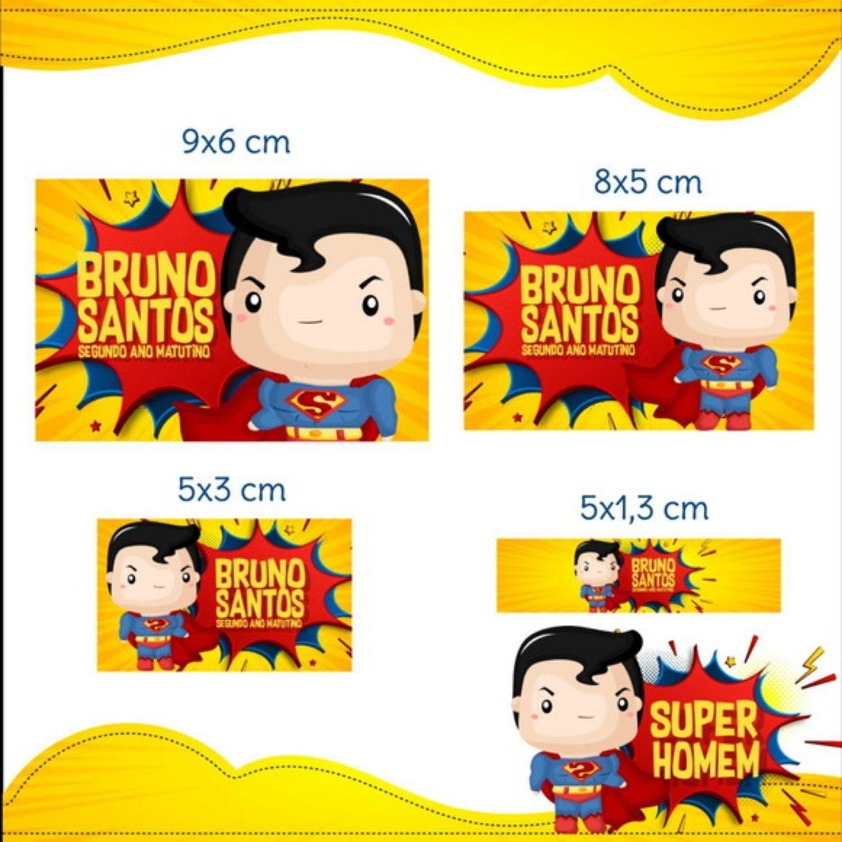Arquivo Etiqueta Escolar Super Homem STUDIO PDF PNG