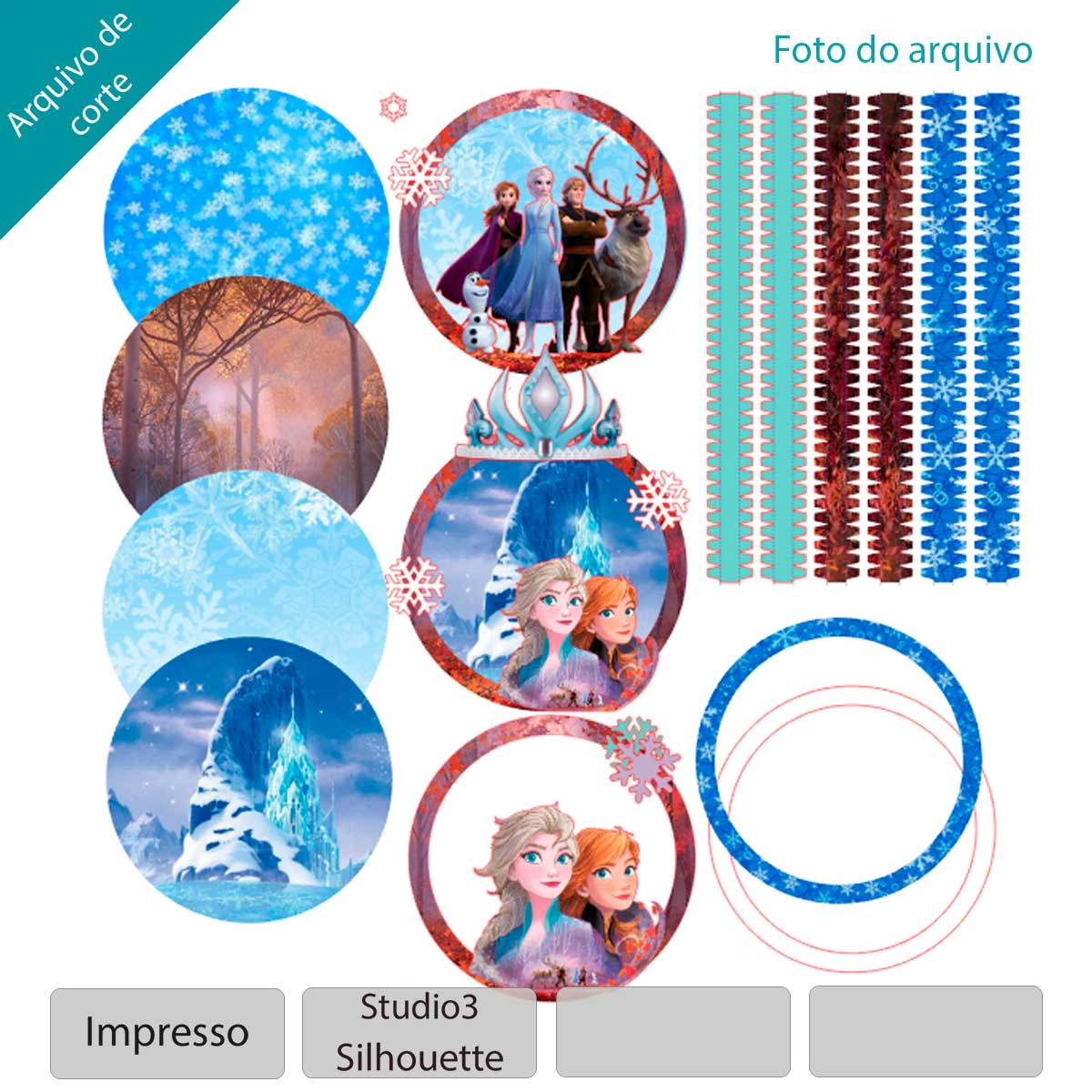 Arquivo para Topo de Bolo Frozen 2 - Shaker +1 tema da loja - Imagem 2