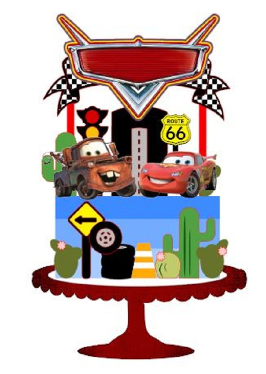 Arquivo Silhouette Topo Bolo Mesversário Carros 2 Arquivos - Imagem 2