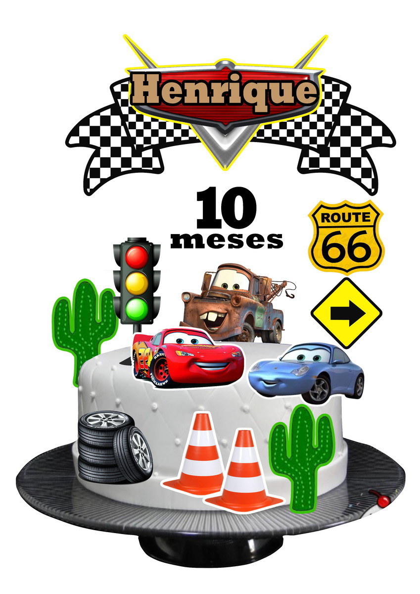Arquivo Silhouette Topo Bolo Mesversário Carros 2 Arquivos - Imagem 3