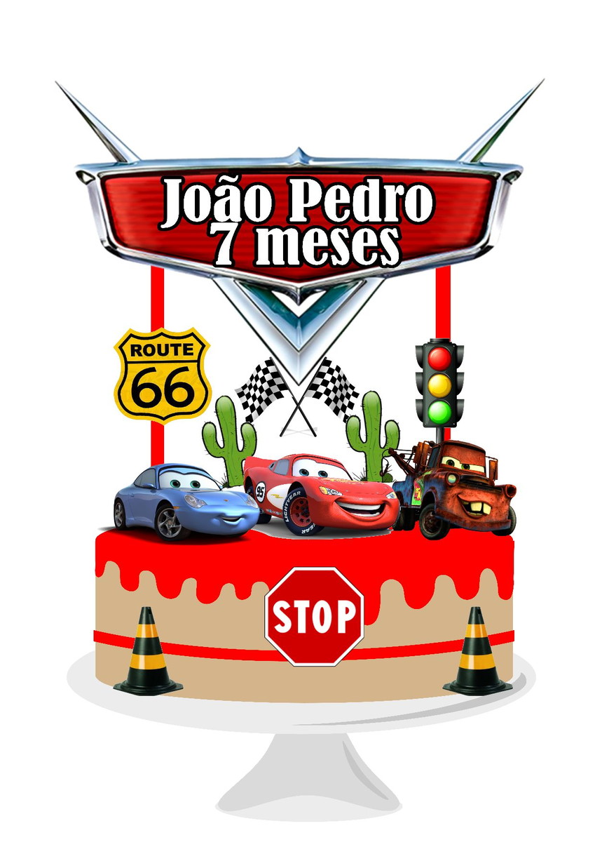 Arquivo Silhouette Topo Bolo Mesversário Carros 2 Arquivos - Imagem 2