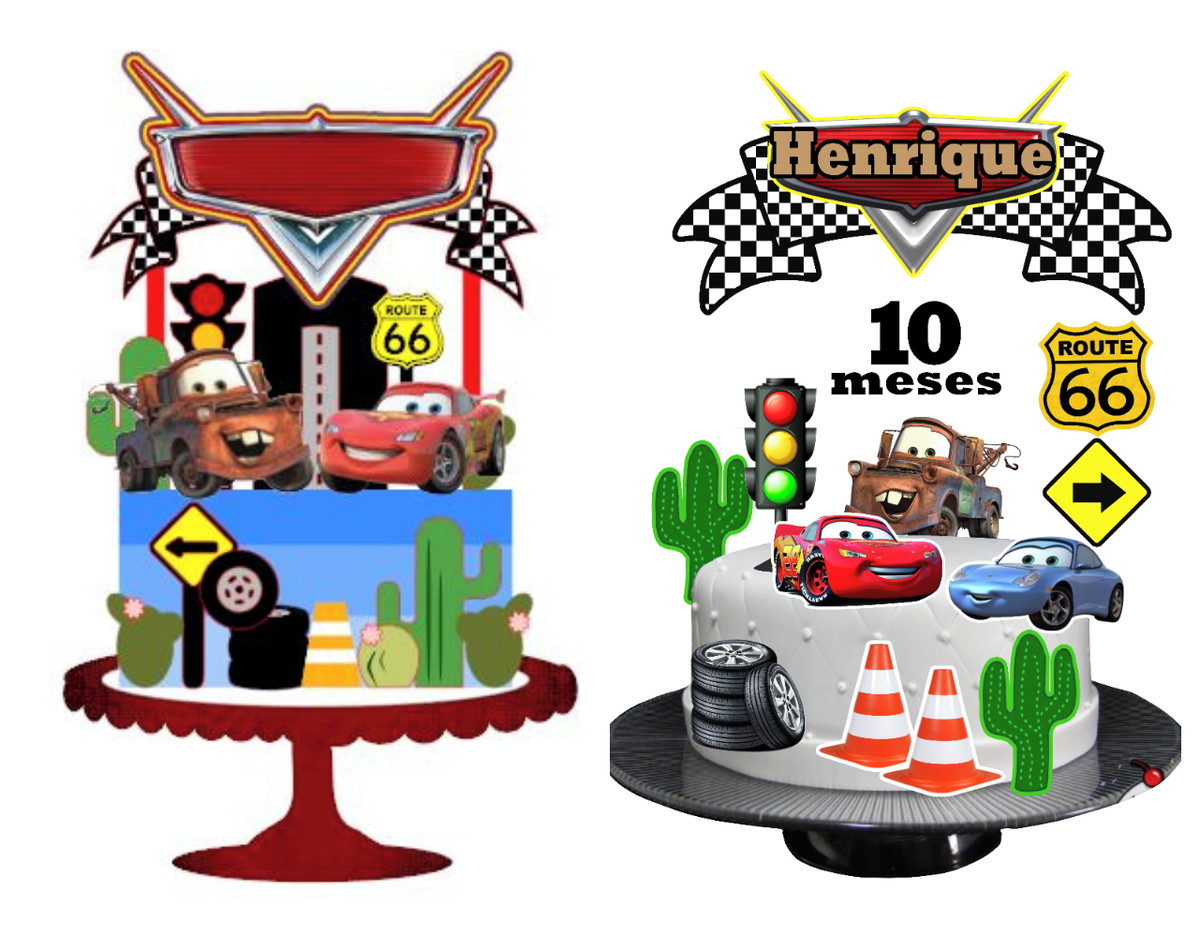 Arquivo Silhouette Topo Bolo Mesversário Carros 2 Arquivos