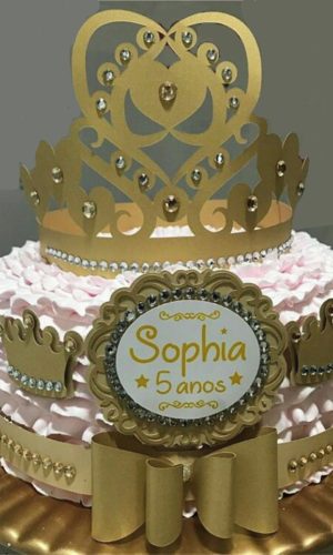 Arquivo Silhouette Topo de Bolo Coroa Princesa Menina