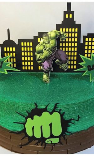 Arquivo Silhouette Topo de Bolo Heroi Hulk 01 Studio