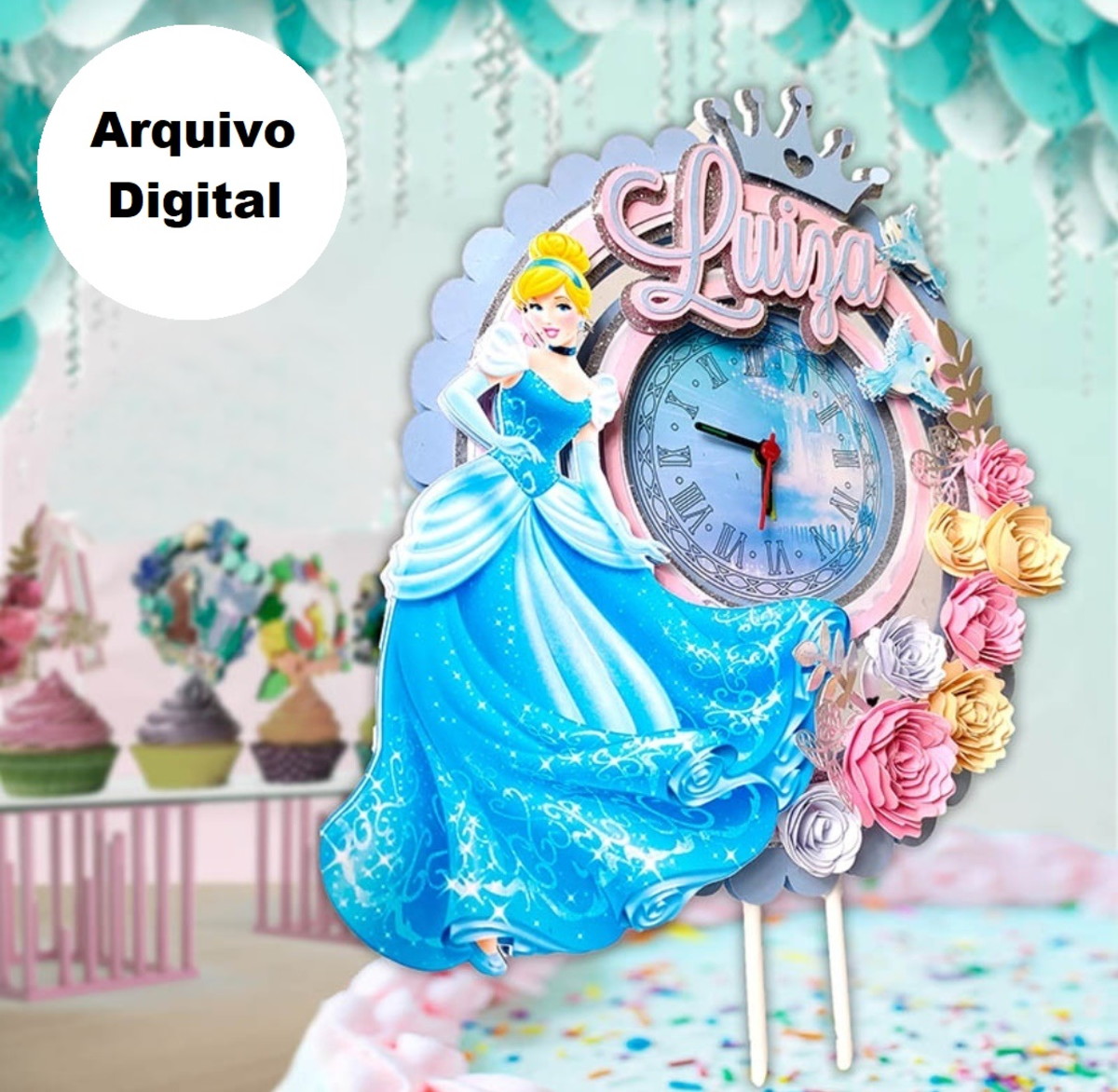Arquivo Silhouette Topo de Bolo Princesa Cinderela
