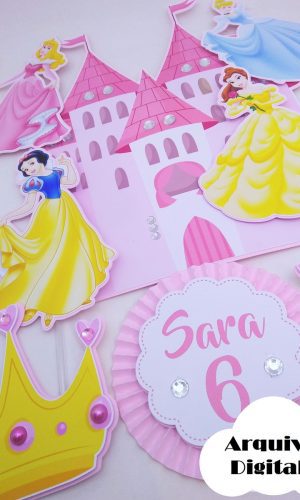 Arquivo Silhouette Topo de Bolo Princesas Disney