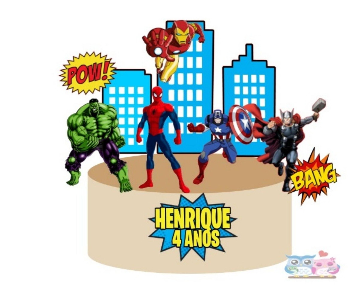 Arquivo Silhouette Topo de Bolo Vingadores Herois