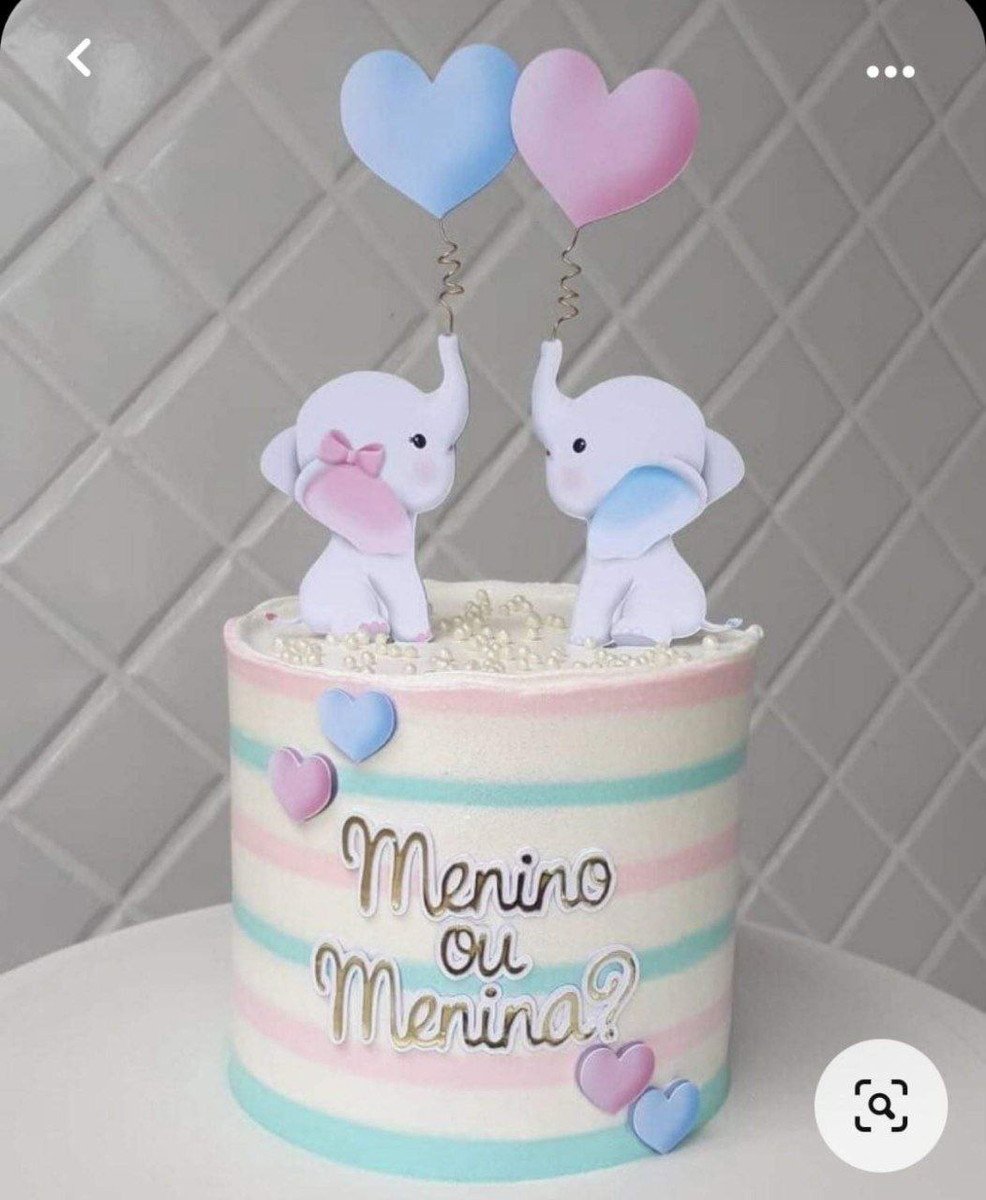 Arquivo Topo Bolo Cha Revelação Elefantes - Imagem 2