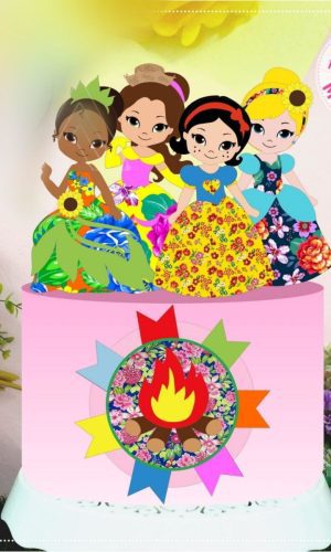 ARQUIVO TOPO DE BOLO ARRAIÁ DA PRINCESAS FESTA JUNINA #14206