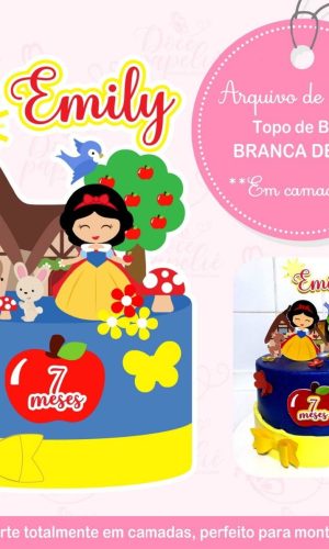 Arquivo Topo de Bolo Branca de Neve em 3d