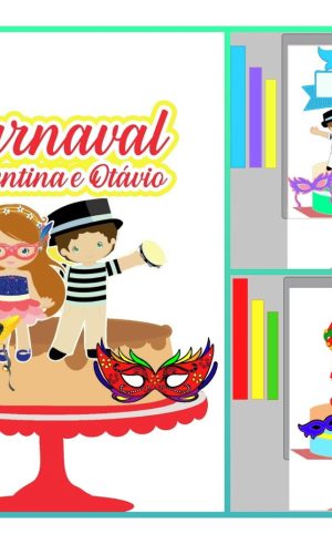 Arquivo Topo de Bolo Camadas Carnaval Bloquinho Infantil