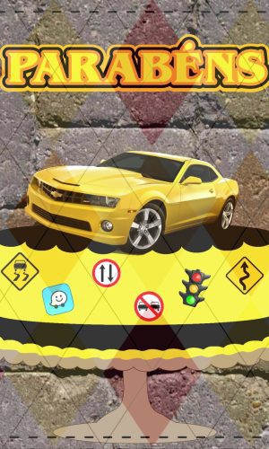 Arquivo topo de bolo CARRO CAMARO AMARELO - 1196 STUDIO