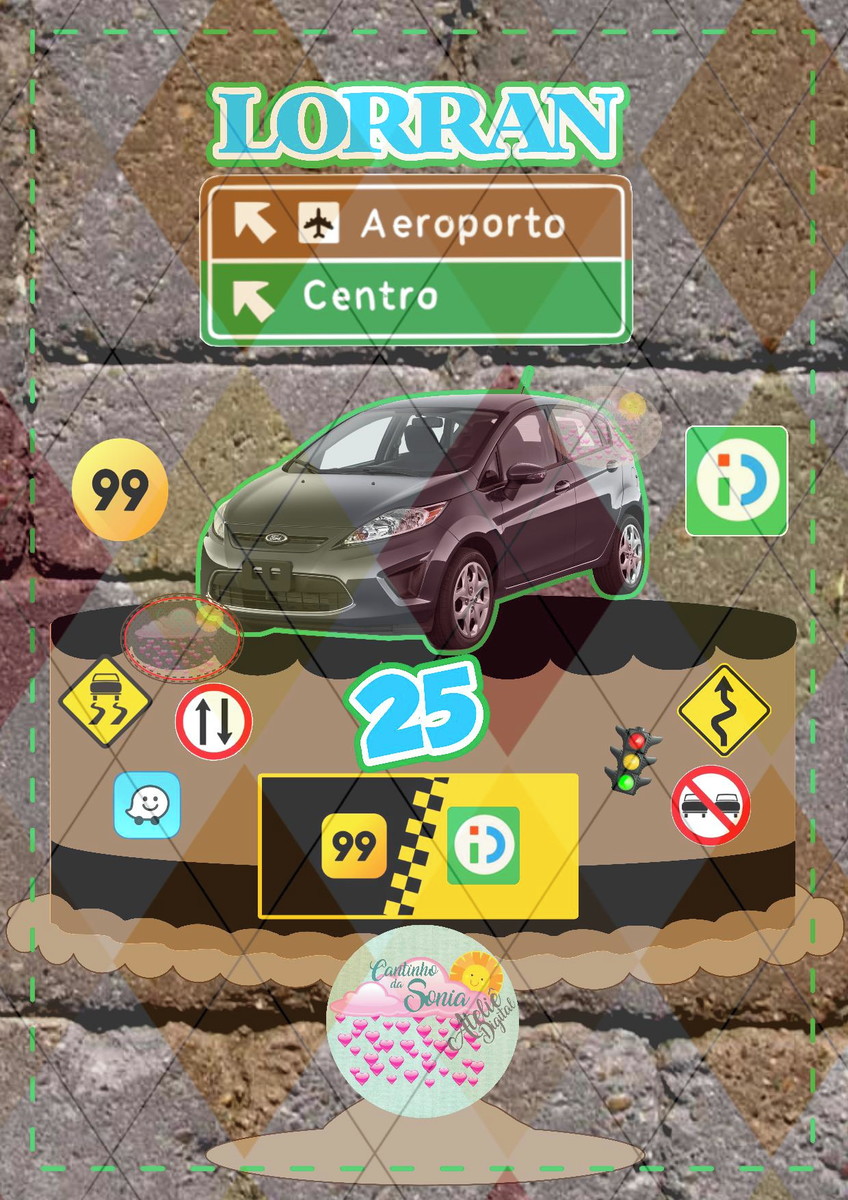 Arquivo topo de bolo CARROS APP fiesta - 1196