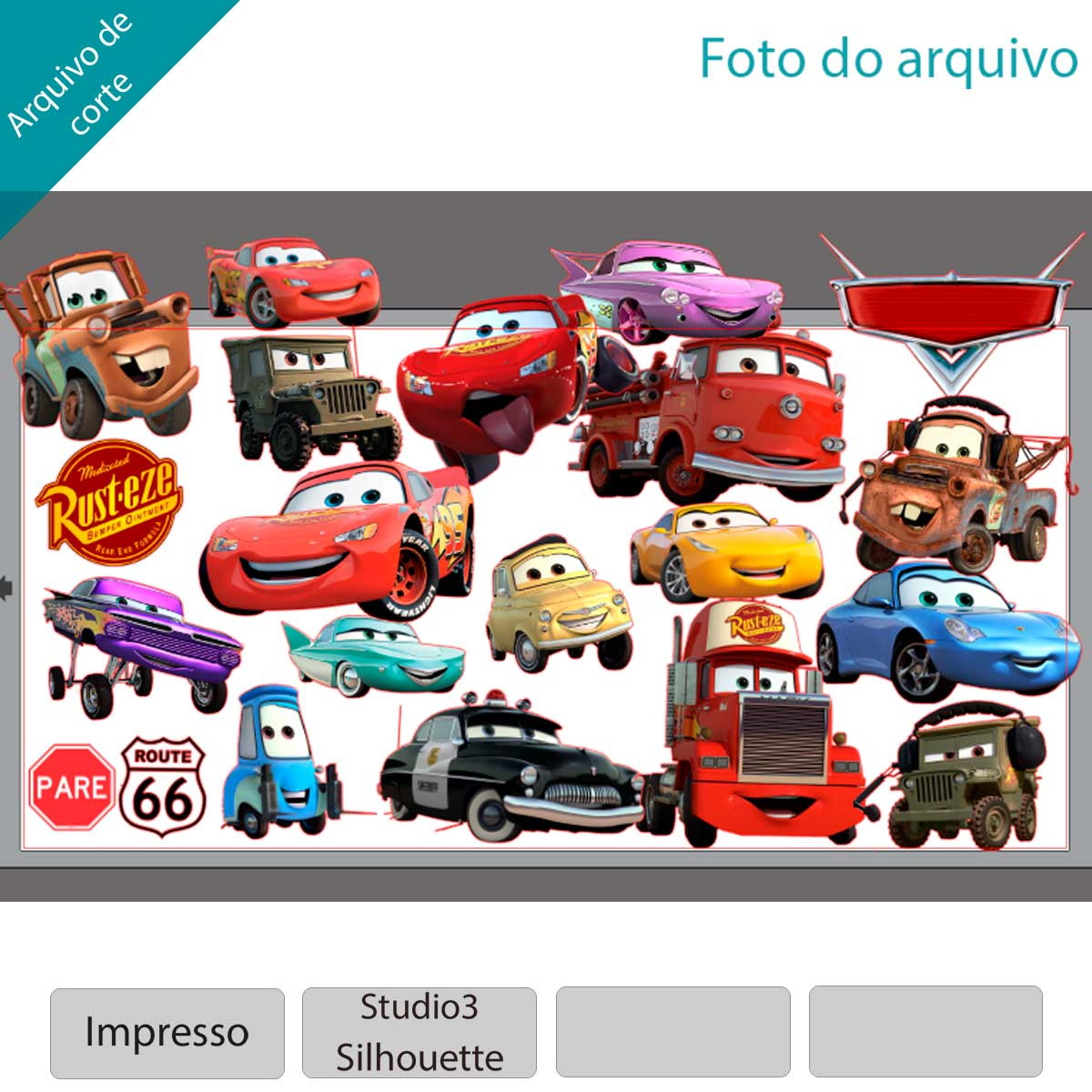 ARQUIVO Topo de bolo Carros Disney +1 tema da loja