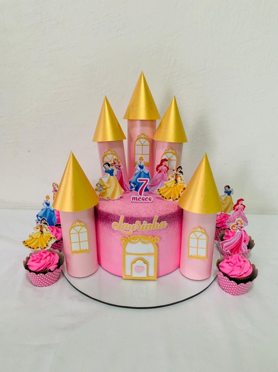 Arquivo topo de bolo - castelo 3D princesas