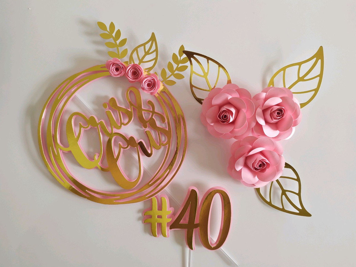 Arquivo topo de bolo circular com rosas.