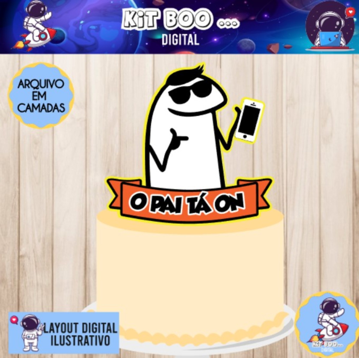 Arquivo Topo De Bolo- Dia Dos Pais Flork (6 Topos) - Imagem 3