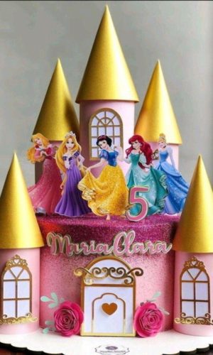 Arquivo Topo de Bolo Castelo Princesas Disney #2741