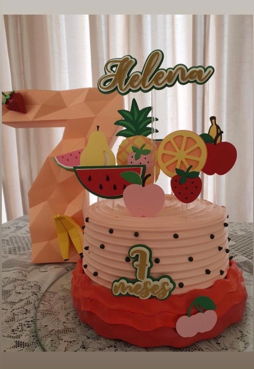 Arquivo Topo de Bolo Frutas 3d - Imagem 3