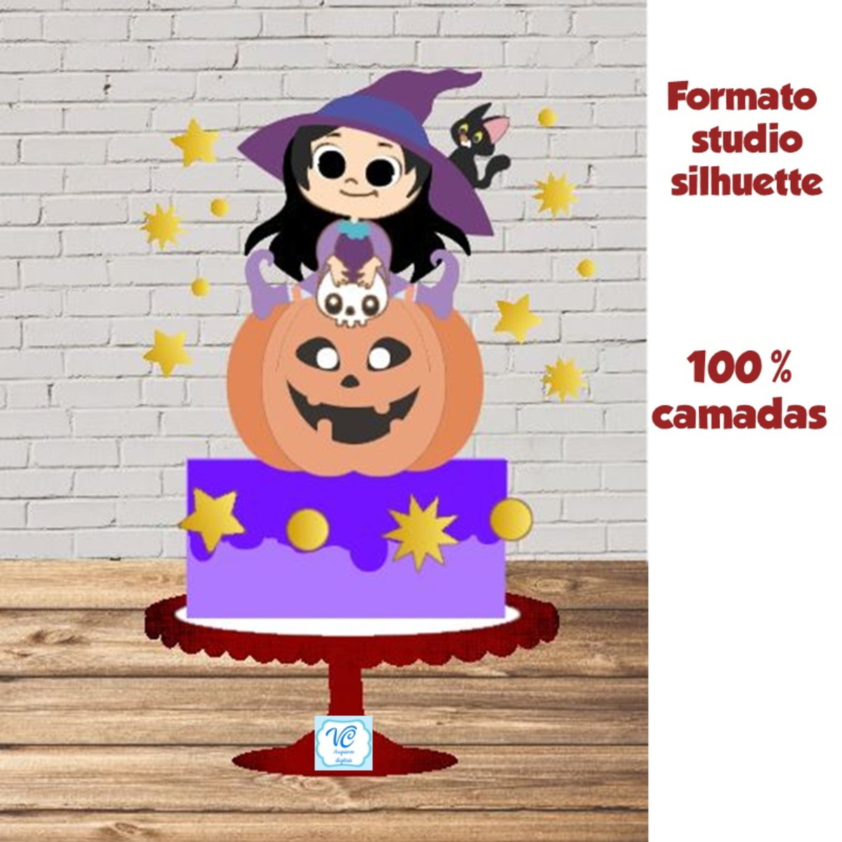 ARQUIVO TOPO DE BOLO HALLOWEEN Bruxinha 03 -COD: 31