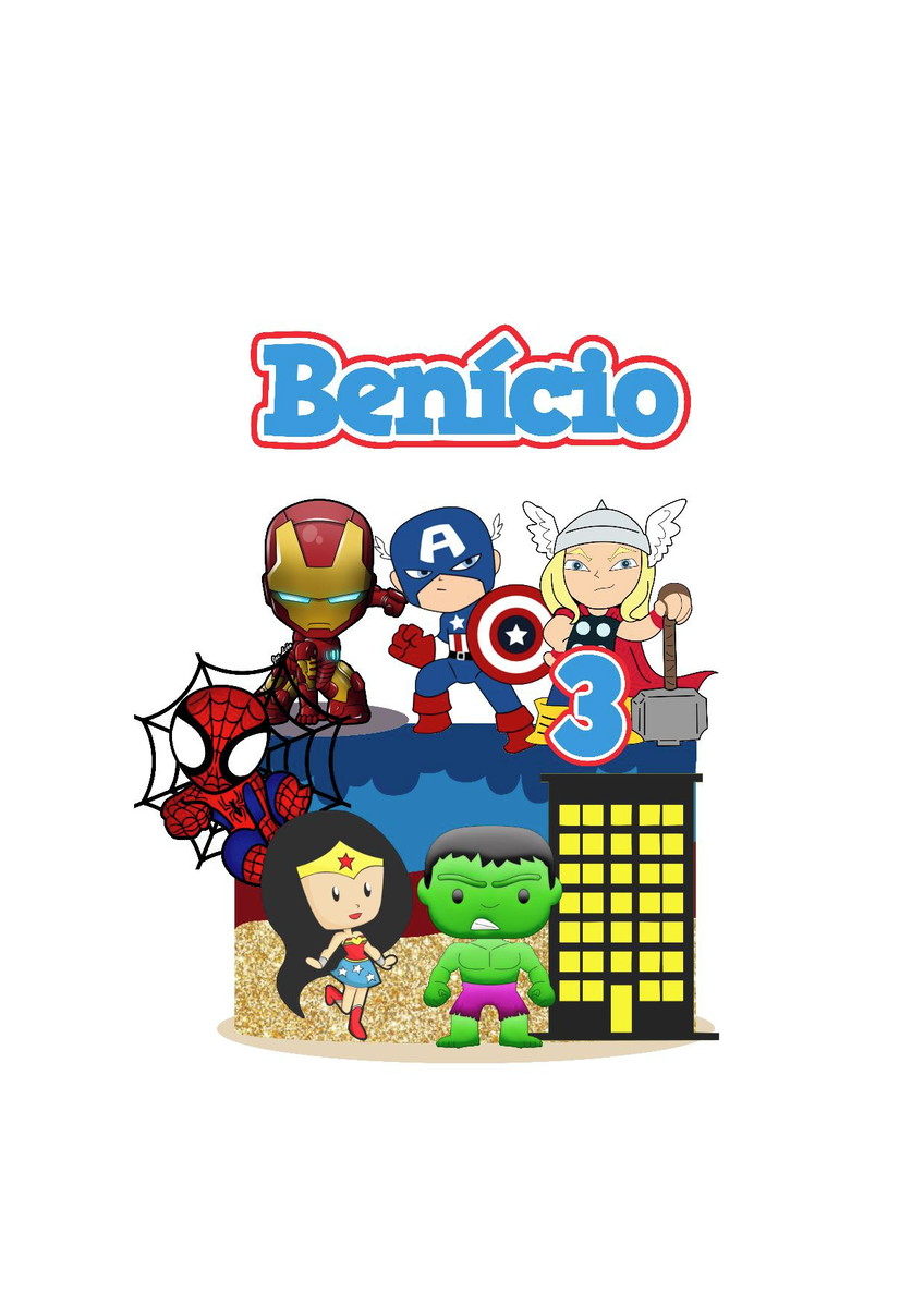 Arquivo topo de bolo herois cute