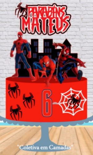 Arquivo Topo de Bolo Homem Aranha Camadas #11048 Studio