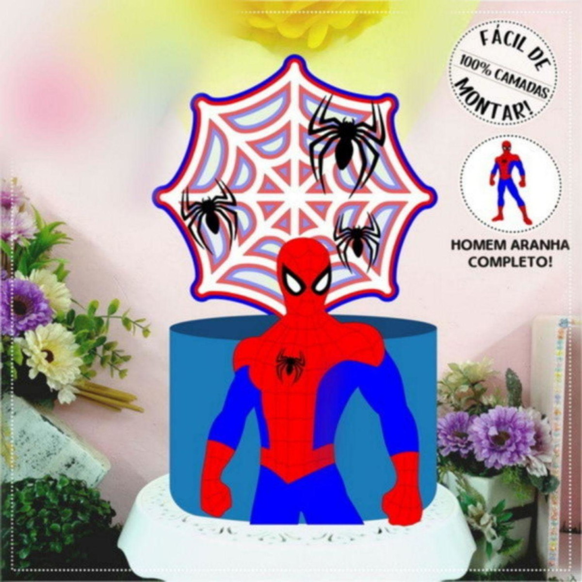 Arquivo Topo de Bolo Homem Aranha Camadas #15079 Studio