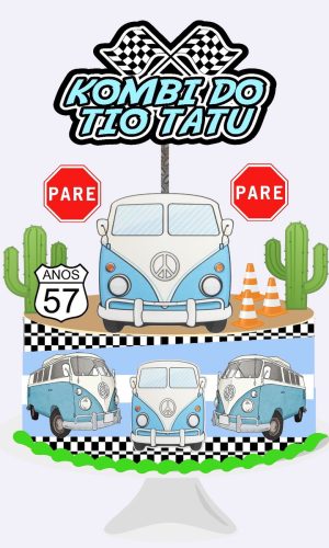 Arquivo Topo de Bolo - Kombi Azul