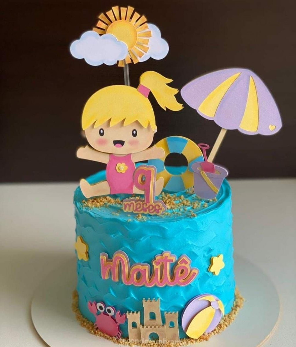 Arquivo Topo de Bolo - Menina na Praia