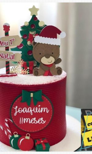 Arquivo Topo de Bolo Meu Primeiro Natal Ursinho em Camadas