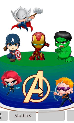 Arquivo topo de bolo Mini Vingadores +1 tema da loja