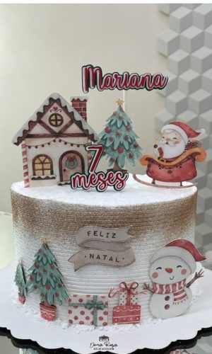 Arquivo Topo de Bolo Natal Papai Noel+1 de Brinde