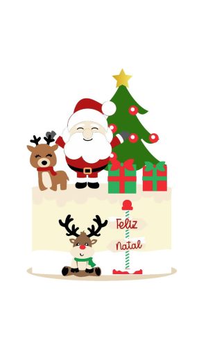 Arquivo topo de bolo natal papai noel e rena