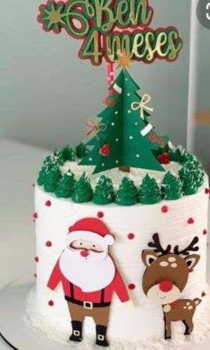 Arquivo Topo de Bolo Natal Papai Noel Renas .studio