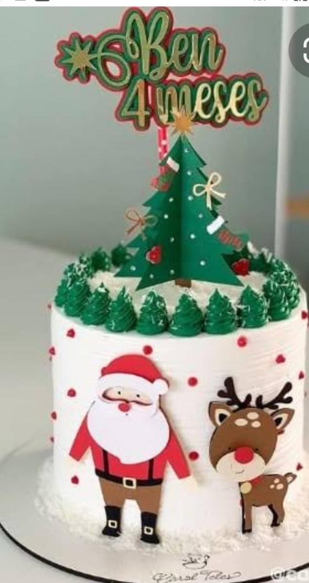 Arquivo Topo de Bolo Natal Papai Noel Renas .studio