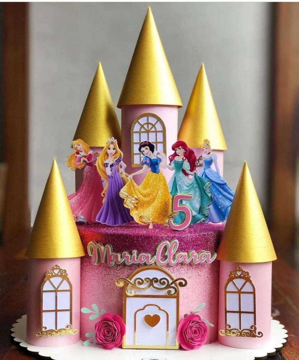 Arquivo topo de bolo princesas disney castelo