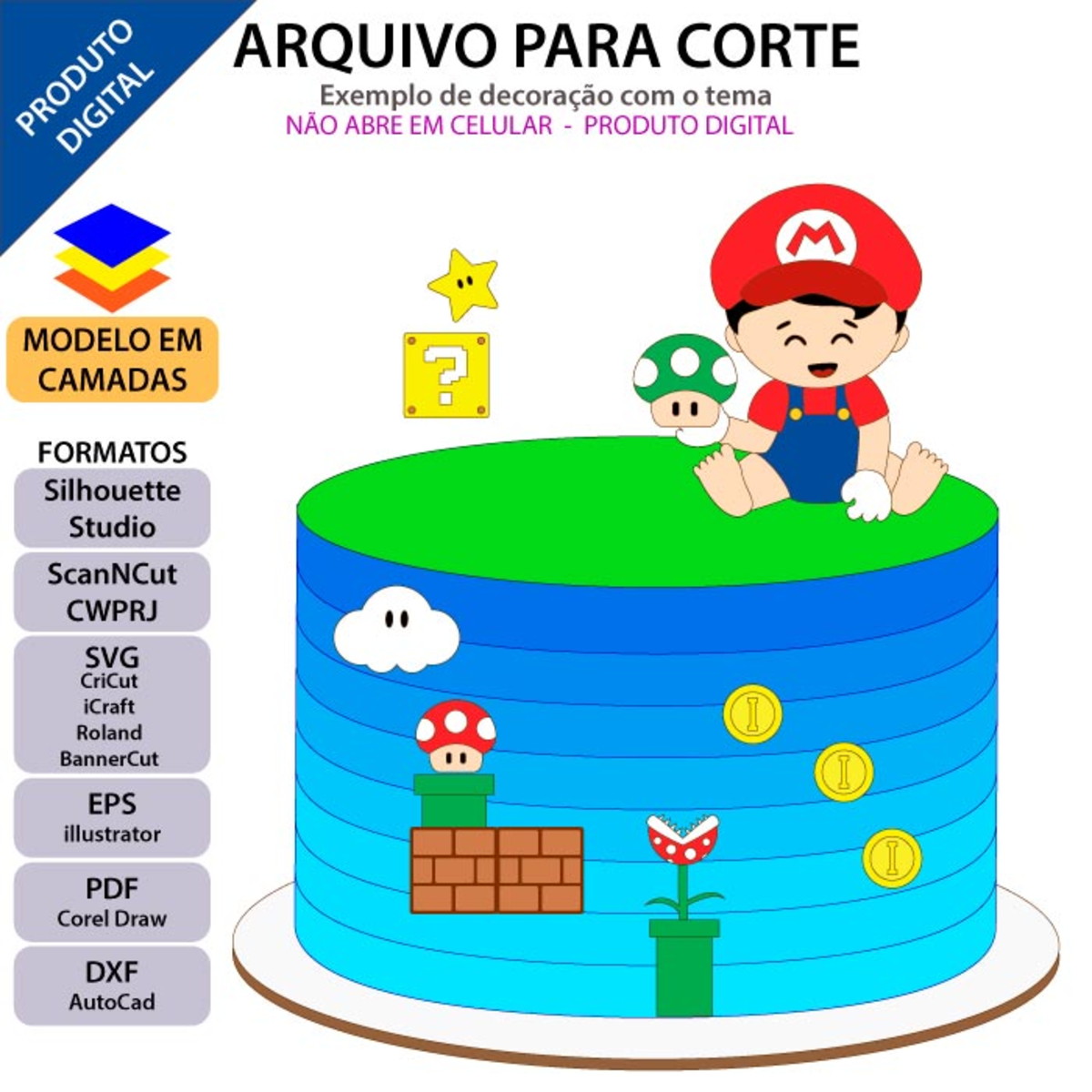 ARQUIVO Topo de bolo Super Mario Baby +1 arquivo da loja - Imagem 2