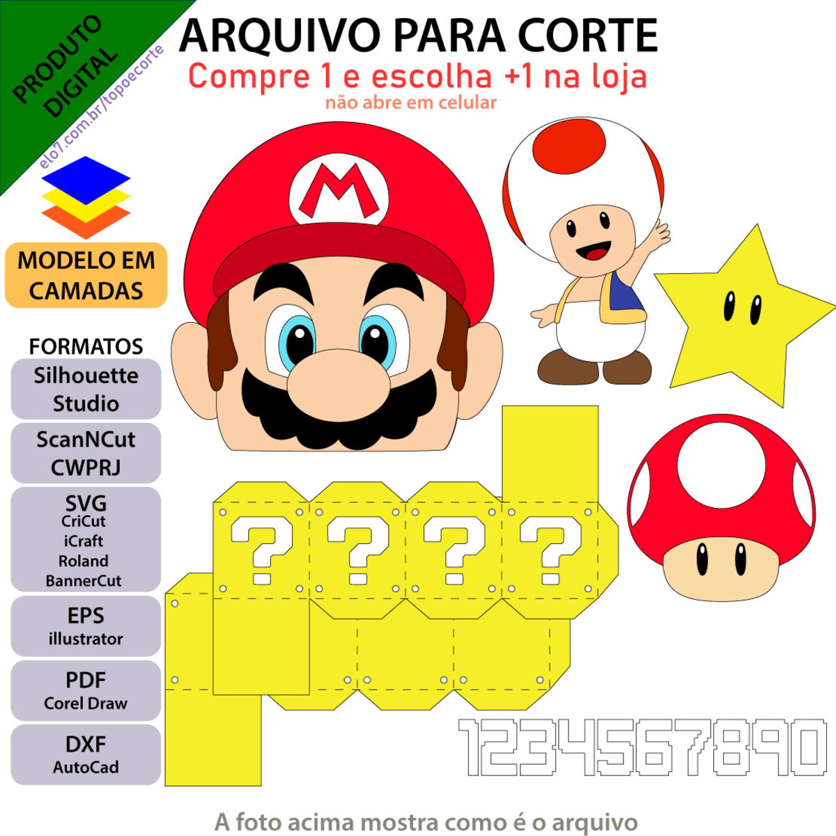 Arquivo Topo de Bolo Super Mario Bolo +1 Arquivo da Loja - Imagem 2