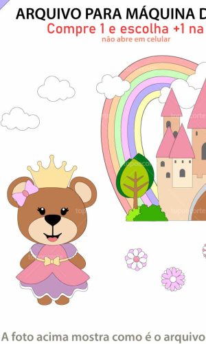 Arquivo Topo de Bolo Ursinha Princesa +1 Arquivo da Loja