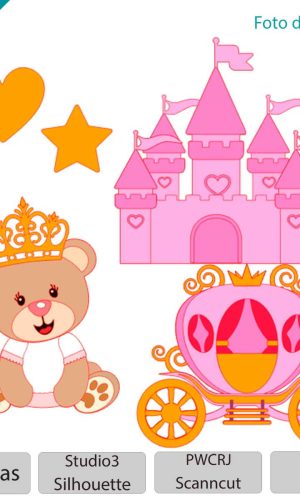 ARQUIVO Topo de bolo Ursinha Princesa +1 tema da loja