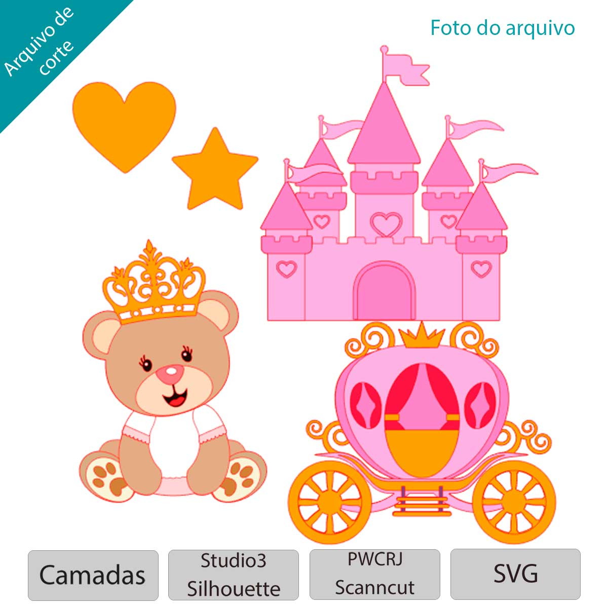 ARQUIVO Topo de bolo Ursinha Princesa +1 tema da loja