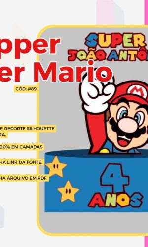 Arquivo Topper de Bolo Super Mario 100% em Camadas (cod 89)